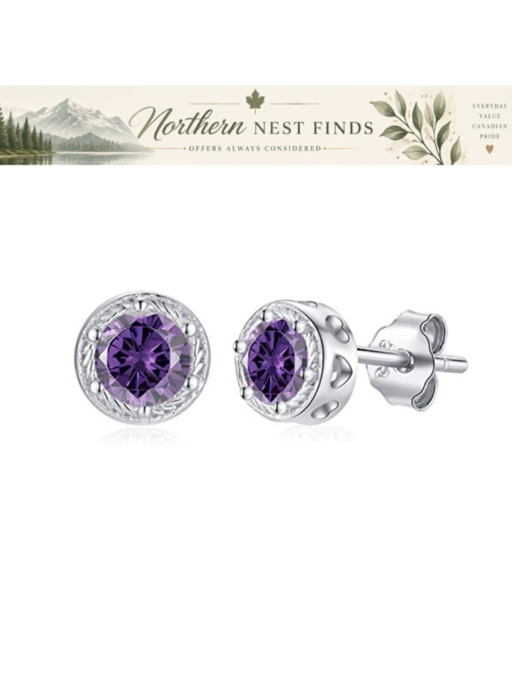Sterling Silver Birthstone Stud Earrings 6mm Round Hypoallergenic Jewelry Gift